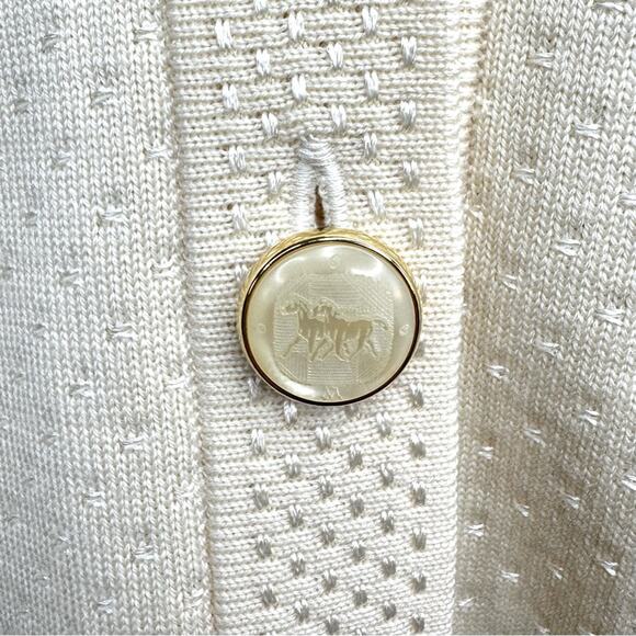 Vintage ESCADA Margaretha Ley Wool Blend Ivory Pockets Buttons Cardigan Size L - Picture 9 of 13